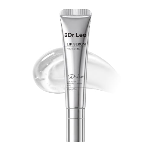 Dr.Leo Multi-Peptide Lip Serum Moisturizing Balm with Natural Oils, 0.35oz | 4-in-1 Anti-Aging Lip Serum with DPHP & Caffeine; Doubles as Lip Mask, Gloss & Primer, 24h Moisture for Dry, Sensitive Lips