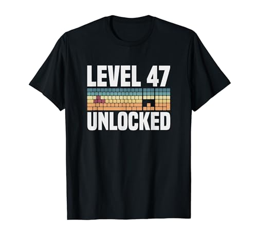 Level 47 Unlocked 47º Cumpleaños 47 Años Videojuego Camiseta