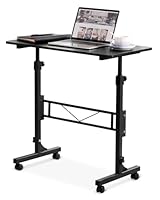 KLSMYHOKI Höhenverstellbarer Schreibtisch, Steh-Sitz-Tisch mit Rollen Mobiler Computertisch, Homeoffice Schreibtisch Kompatibel mit Laufband & Walking Pad Schwarz 80 x 40cm Höhe 70-110cm