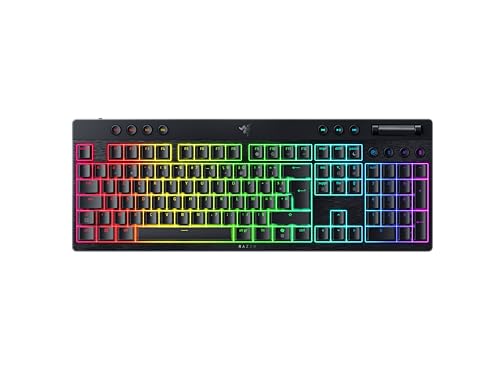 Razer BlackWidow V4 Low-profile HyperSpeed - Clavier gaming mécanique low-profile sans fil (BT, Molette multifonction et 3 Boutons) Interrupteur orange |...