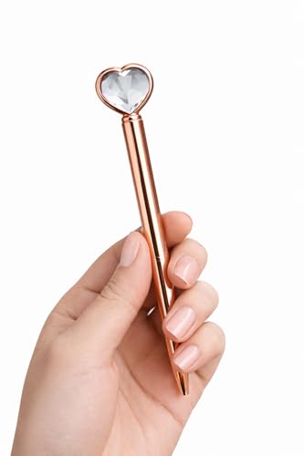 Image of THEBFSSTUDIO Heart Crystal Hair Bun Stick Pen - Rose Gold (2 in 1)