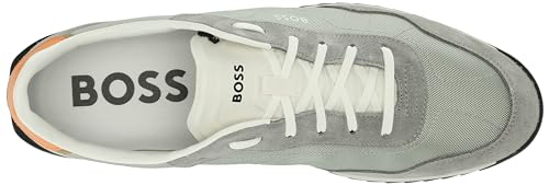 Image of BOSS Men's Zayn Low Profile Suede Leather Two Tone Sneaker