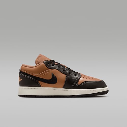 Air Jordan 1 Low SE Big Kids' Shoes (HQ3604-201, Flax/Baroque Brown/Vintage Coral/Black)3