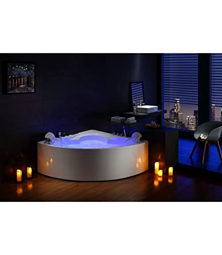 Baignoire Balnéo d'Angle 150 x 150cm 30 Jets avec Cascades Ultra Design et Epuré Haut de Gamme