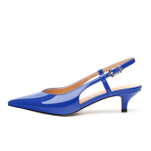 Women's Pumps, Pointed Toe Kitten Low Heels Pumps for Women, Closed Toe Slingback Low Heels Dress Shoes2