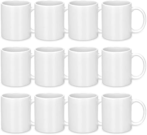Set of 12 Sublimation Mug 12oz Blank Sublimation Mug White Coffee Mug Ceramic Cups Mug Sublimation Series Espresso Cups DIY Coated Classic Mug for Coffee, Tea, Soup, Milk, Latte, Women, Men