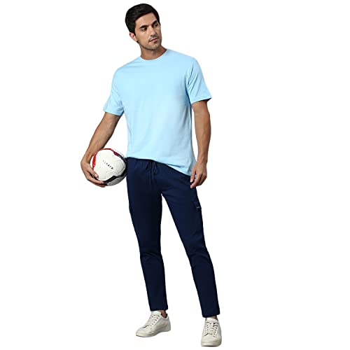 Image of Hubberholme Men's Regular Fit Cotton Trousers, Ankle Length Elastic & Drawstring Waist Cargo Chinos