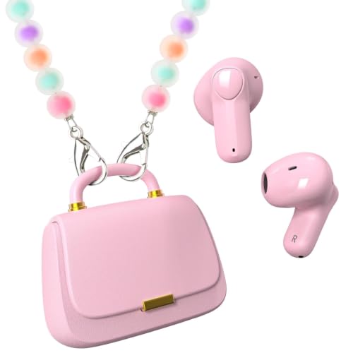 ANCwear Auriculares inalámbricos Bluetooth in-ear Earbuds – Elegantes auriculares con mini bolsa de carga para colgar como bolso, 22 horas de tiempo de reproducción, idea de regalo para mujeres y