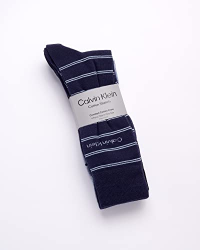 Calvin Klein Mens Dress Socks - 4 Pack Soft Cotton Blend Crew Length Work Socks for Men for Casual Business & Formal Wear