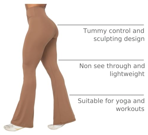 Image of Sunzel Flare Leggings, Crossover Yoga Pants with Tummy Control, High-Waisted and Wide Leg