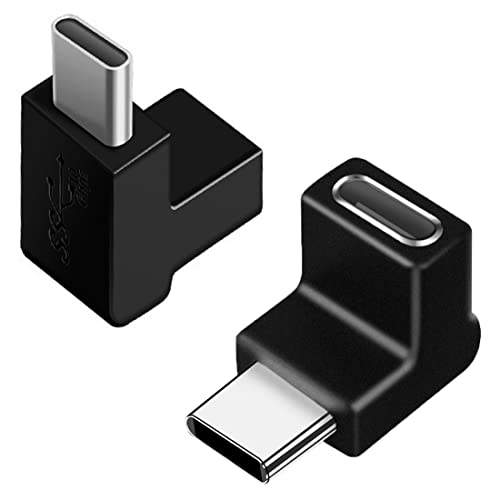 Mepsies Adaptador USB C 90 Grados (2 Unidades), Adaptador de Codo USB-C 3.1 Hembra a Macho, Adaptador USB C de Ángulo Recto Compatible con MacBook Pro, Samsung Galaxy, Teléfonos Tipo-C y Más Cover