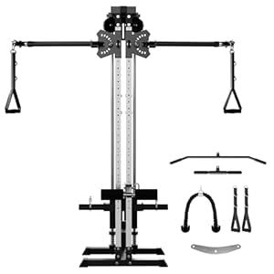 GMWD Cable Machine Home Gym, Wall Mounted Cable Machine with Dual Swivel Arms and 22 Adjustable Positions, All-in-One Cable Crossover Machine for Home Gym, Black