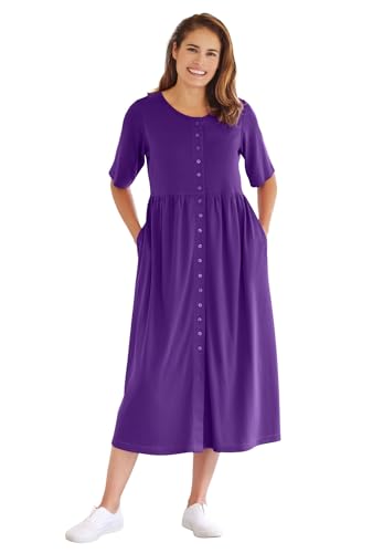Woman Within Women's Plus Size Button-Front Essential Dress