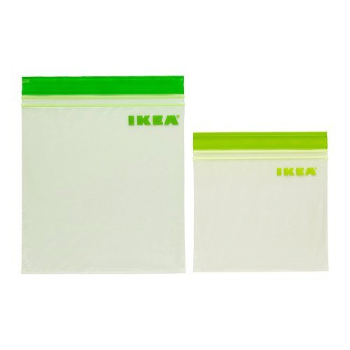 Buste Con Clip Ikea - 60 Pezzi, 30 Da 0.4l E 30 Da 1l, Richiudibili, Verde - Foto 3