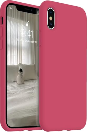 Image of VONZEE iPhone Xs max Cover Wireless Charging Support, Liquid Silicone Gel Rubber Shockproof Back Cover case Candy Phone Cases for iPhone Xs max (Hibiscus)