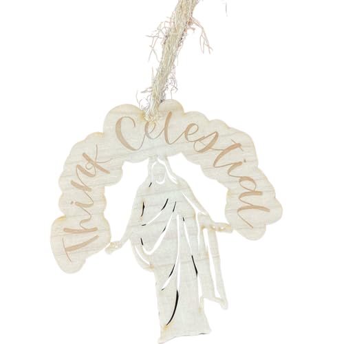 Set of 20 Religious Christmas Ornaments, Wooden Tree Holiday Decor, Unfinished 2025 Personalized Unique Durable Engraved Shapes (Christ Think Celestial Word Bubble)