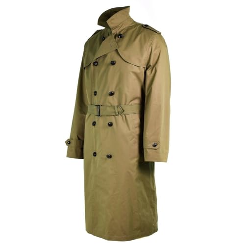 Echter niederländischer Armee-Mantel, Khaki, langer Offiziers-Trenchcoat mit Futter, khaki, Einheitsgröße
