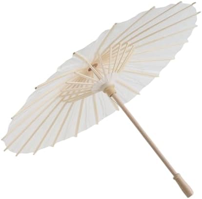 Paper Parasol Chinese/Japanese Decorative Umbrella White DIY Painting Decorative Umbrella Wedding Bridal Party Decor Photo Cosplay Prop(40CM)