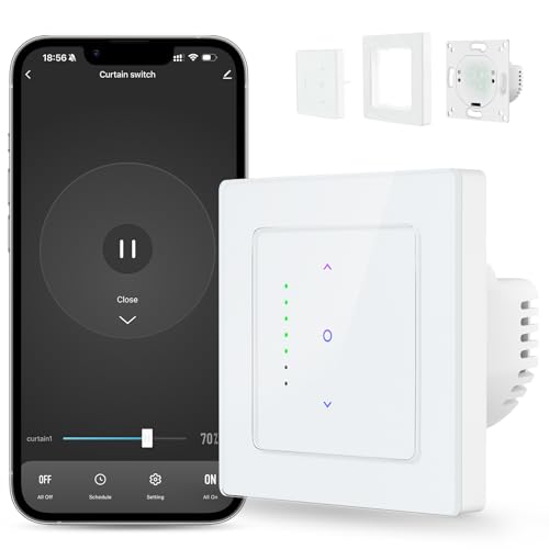 MIUCDA Smart Rollladenschalter WLAN 55x55 mit Prozentualer Steuerung, Smart Rolladen Zeitschaltuhr, APP Steuerung der Rollläden/Jalousien/Markisen, Jalousien Schalter Kompatibel mit Alexa, Google Home MIUCDA Smart Rollladenschalter WLAN 55x55 mit Prozentualer Steuerung, Smart Rolladen Zeitschaltuhr, APP Steuerung der Rollläden/Jalousien/Markisen, Jalousien Schalter Kompatibel mit Alexa, Google Home