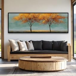 Tableau sur toile horizontal étroit arbre à argent 30x90 cm - 2