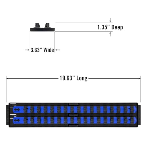 Image of Ernst Manufacturing 19-Inch Socket Boss Organizer with Twist-Lock 2 Rails for 1 /2-Inch Drive Sockets, Blue, Model 8457 - Secure and Durable Socket Storage Solution - Made in USA