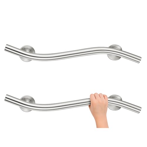 Zonon 2 Pcs Wave Grab Bar 24 Inch Shower Bar 304 Stainless Steel Brush Finish Right Hand for Bathroom Shower Bathtubs Toilet Steps Bed Home Elderly Handicap Pregnant Women