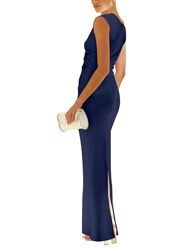 Nova In Sky Womens Summer One Shoulder Party Cocktail Bodycon Maxi Dress Sleeveless Ruched Slit Formal Wedding Guest Dresses3