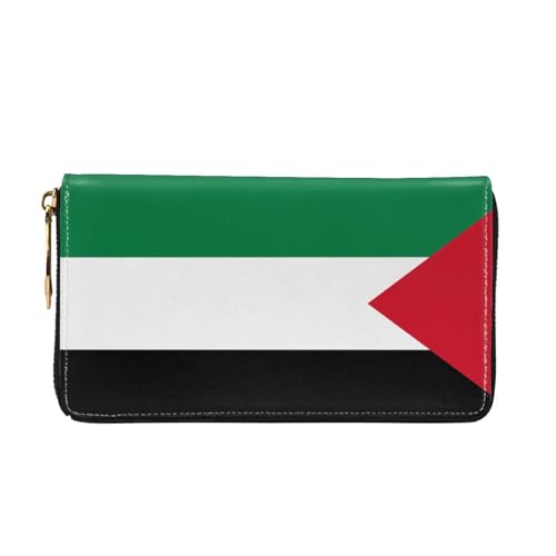Leather Women Wallets, Long Credit Card Holder, Flag of the State of Palestine Print Billfold Clutch & Travel Purse Large Capacity2