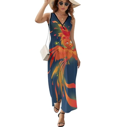 Robe longue d'été sans manches Phoenix | La solution fraîche col V contre la chaleur