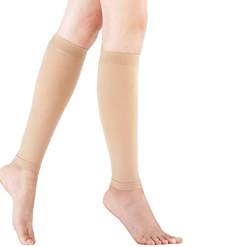 NIU-Mr Calf Sleeves für Damen & Herren - Endurance Waden-Kompressionsstrümpfe Ohne Fuß, Stützstrumpfhose Kniestrumpfe, Prävention von Blutgerinnseln (23-32Mmhg),Skin-L Cover