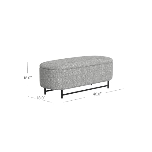 Image of HomePop 46 inch Ellipse Storage Bench with Metal Legs - Cream Boucle with Gray Yarns