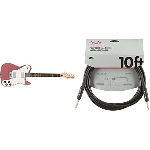Fender Squier Affinity Series Telecaster Deluxe, Indian Laurel Fingerboard, Burgundy Mist & Professional Series Instrument Cable, Straight/Straight, Black, 10ft