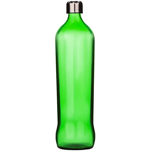 Image of SAND DUNE Green Glass Water Bottle Set of 1, 750 ml with Leak-Proof Airtight Stainless-Steel Lid for Water, Smoothie, Juices - Reusable Travel Glass Drinking Fridge Bottle