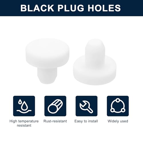 Image of uxcell 32 Pieces White Rubber Stopper, 6mm Plug Holes for 5.5-5.8mm /0.22-0.23 inch Hole