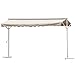 Outsunny Store Double Pente Manuel rétractable Inclinaison réglable Acier époxy Blanc Polyester imperméabilisé Anti-UV Beige dim. 2,95L x 2,94l x 2,50H m