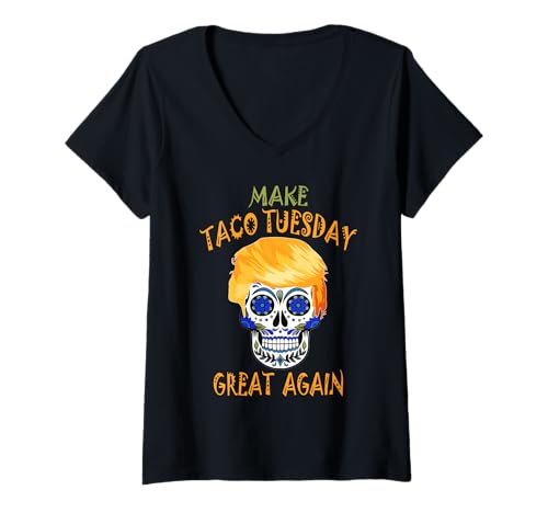 Donna Make Taco Tuesday Great Again Funny Trump Taco Uomo Donna Maglietta con Collo a V