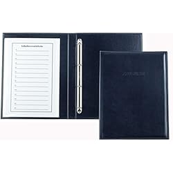 Anillos Varon DELMON VARONE Carpeta para certificados DIN A4 de piel sintética ecológica vegana azul Carpeta de documentos hecha a mano para certificados, archivos y certificados, carpeta de anillas para