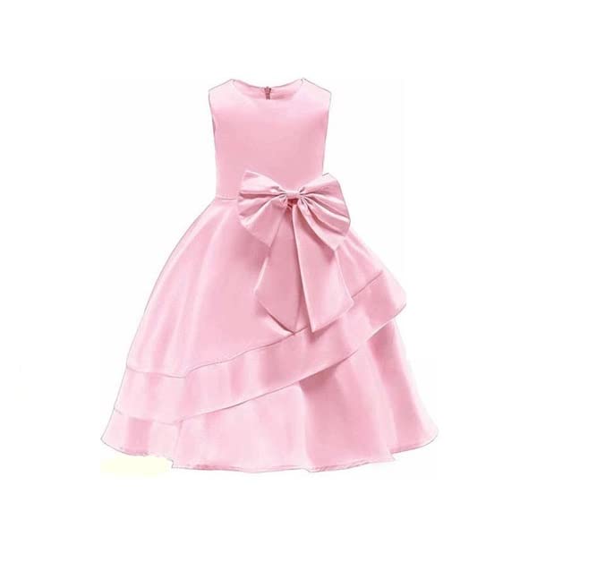 Alina ModaAlina-Enterprises Girl's Dress Frock for Girls Sleeveless Round Neck Satin