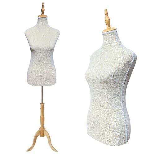 ORTUK 174cm Mannequin Female Manikin Dress Stand Torso Mannequin Flower Golden Design Adjustable Height Dress Form Mannequin Wooden Stand مانيكان ملابس كبير للخياطة Clothes Display Easy to Asseble