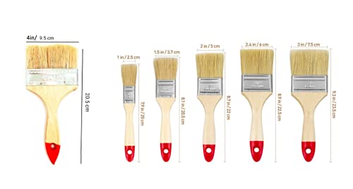 DARIT Set of 1, 1.5, 2, 2.5, 3,4 Inches Bristle Paint Brush Set Chip Paint Brushes Treated Wood Handle Paint Brush, Professional Brush Set, Trim Paint Brush for Wall Furniture Fence Crafts (1)