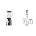 BLACK+DECKER Blender mixeur 1200W, bol en verre de 1.5L, 3 programmes + vitesses réglables & Mixeur plongeant multifonction 3 en 1 600W, 20 vitesses + Turbo, anti-éclaboussures, verre doseur, blanc