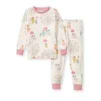 Burt's Bees Baby Baby Girls Pajamas, 2-Piece Tee and Pant PJ Set, 100% Organic Cotton, Snug Fit, Soft Sleep Pajama Outfit, Sizes 12 Months to 12 Years PJs