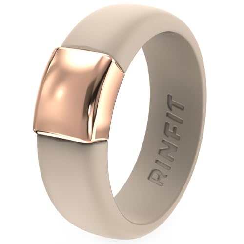 Rinfit Silicone Rings for Women - Silicone Wedding Bands - Womens Rubber Ring with Stainless Steel Plate - Patented Design - Main Image