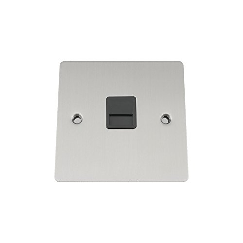 Master Telephone BT Plug Socket - Satin Matt Chrome Flat - Black Insert, White