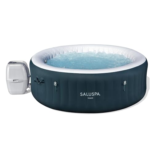 Bestway SaluSpa Miami 4 to 6 Person Inflatable Hot Tub, Round Energy-Efficient Portable Outdoor Spa with 140 AirJets, 77' x 26'