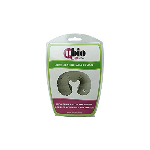 Ubiotex Collarín anatómico Inflable, Almohada de Viaje, Color Gris, 48x52 cm