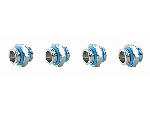 Raccord PC G1/4 mâle mâle argent chromé pour watercooling de processeur (Lot de 4)