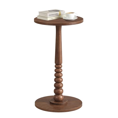 VASAGLE Mariel Collection – Table d’Appoint Ronde, Table à Boissons, Gueridon, pour Petits Espaces, Pied en Bois Massif, Style Mid-Century Modern, pour Salon,...