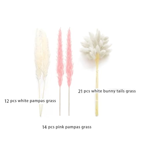 47 piezas de decoración con hierba pampas rosa miniatura 3