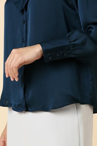 Image of Allen Solly Women's Solid Tie-Up Shirt | Knot-Front Detail | Regular Fit | Soft Breathable Fabric | Smart Casual Wear